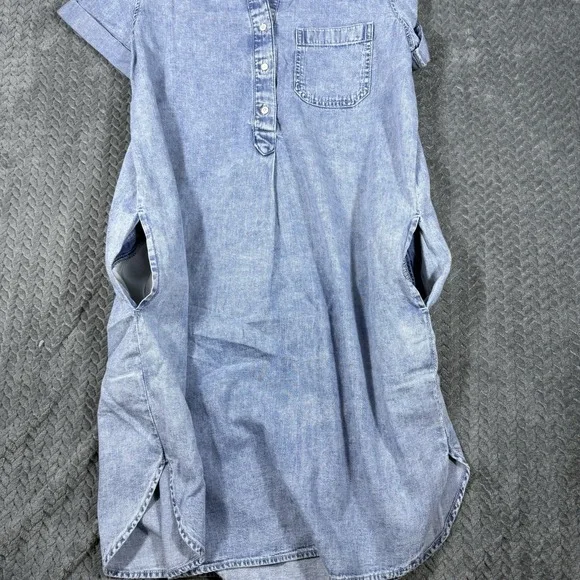 Gap Women's Denim Shirt Dress Small Cotton Pockets Short Sleeved Relaxed Fit - Picture 8 of 11